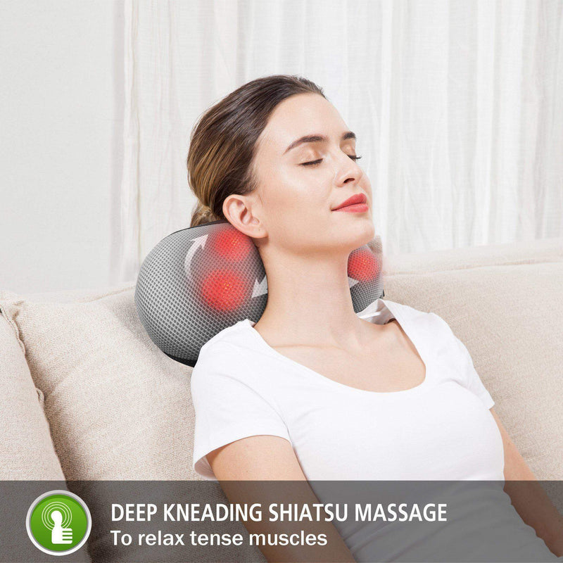 Great Choice Products Shiatsu Massager With Heat Deep Kneading Massage  Pillow For Shoulder Neck & Back