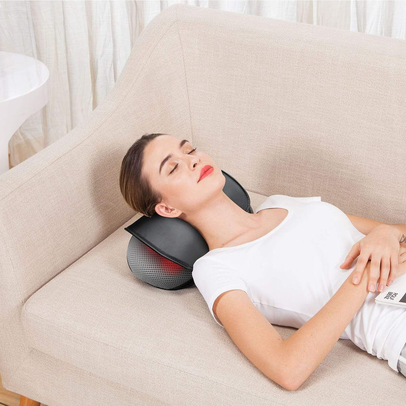SNAILAX Neck Massager Shiatsu Kneading Electric Massage Pillow with Heat - 618N