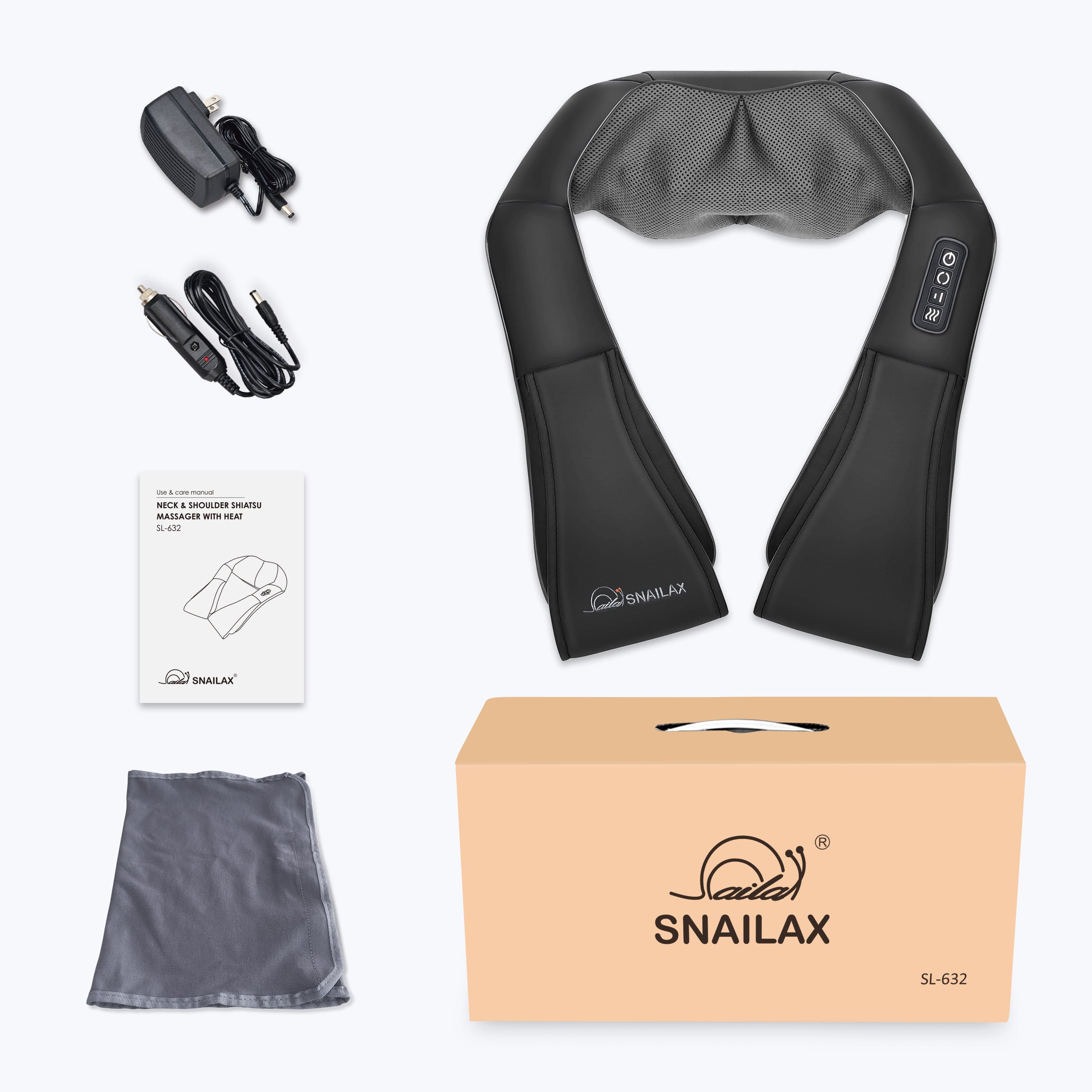 Snailax Neck Massager Shiatsu Neck Massager with Heat,Back Massager,Neck and Shoulder Massager with 3D Roller - 632