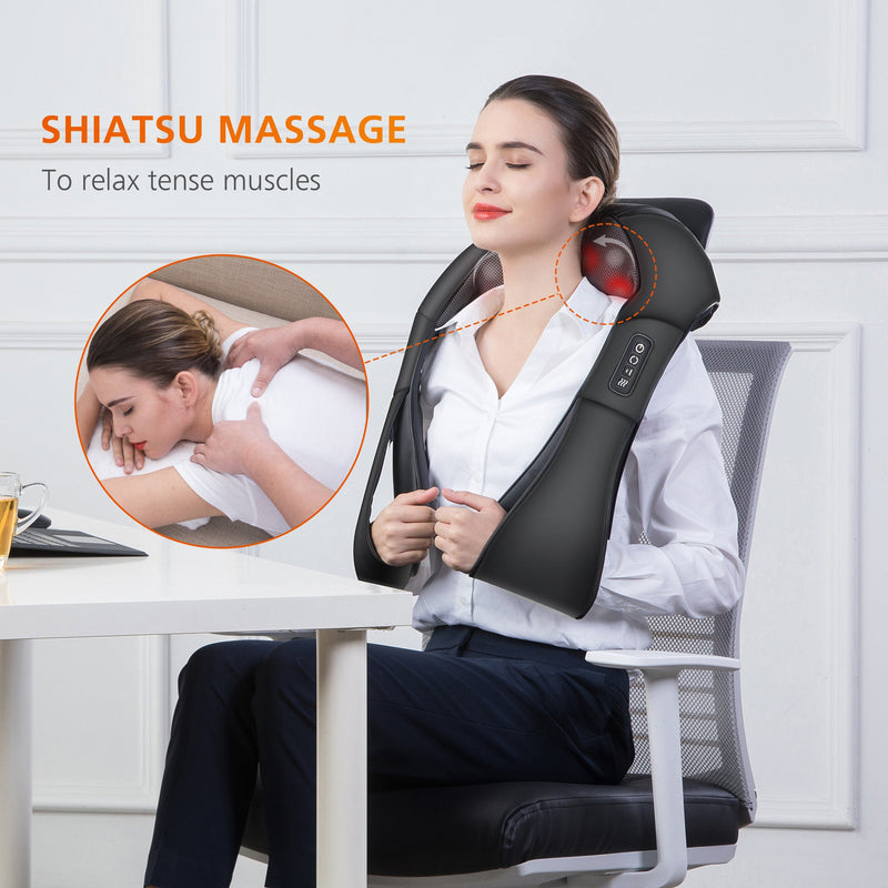 Snailax Neck Massager Shiatsu Neck Massager with Heat,Back Massager,Neck and Shoulder Massager with 3D Roller - 632