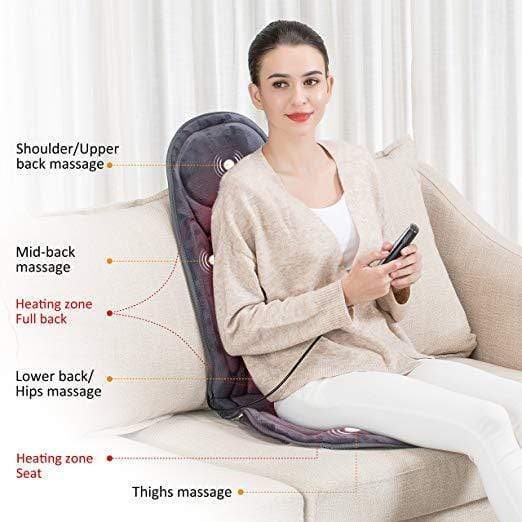 SNAILAX Seat Cushion Back Massager Heating pad with 6 Vibrating Motors & 3 Therapy Heating - 262P