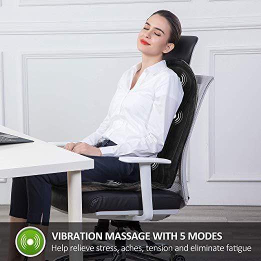 Snailax Memory Foam Massage Seat Cushion - Back Massager with Heat (Black) Snailax Memory Foam Massage Seat Cushion - Back Massager with Heat (Black)