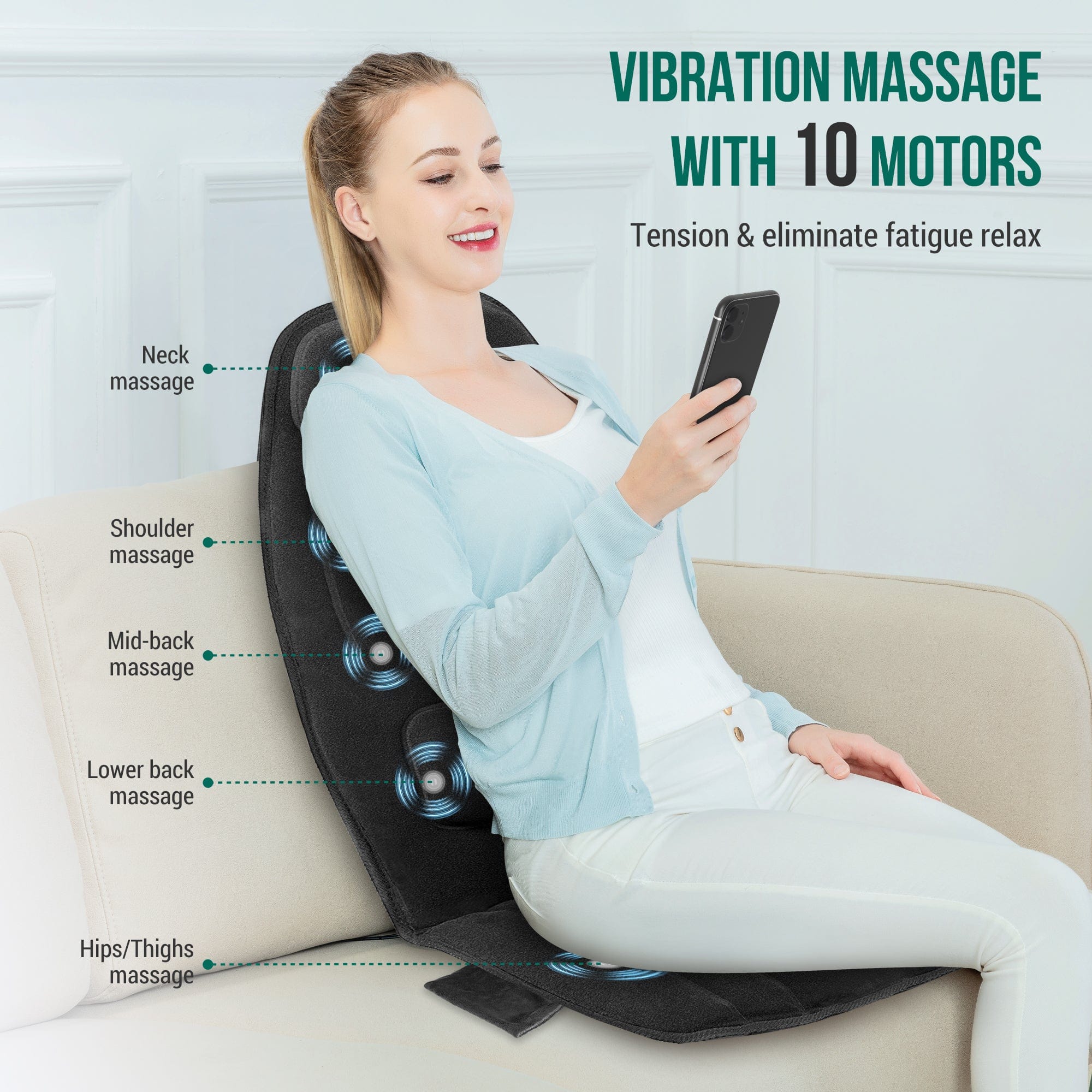 Snailax Heated Back Massager for Chair - Vibrating Massage Pad with Heat Snailax Heated Back Massager for Chair - Vibrating Massage Pad with Heat