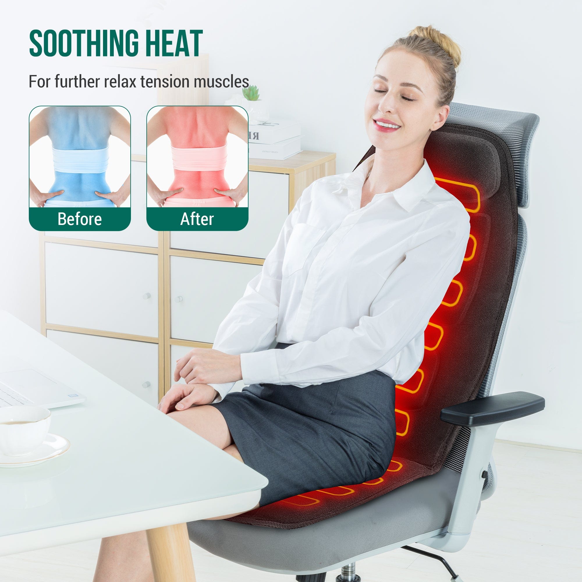 Snailax Heated Back Massager for Chair - Vibrating Massage Pad with Heat Snailax Heated Back Massager for Chair - Vibrating Massage Pad with Heat