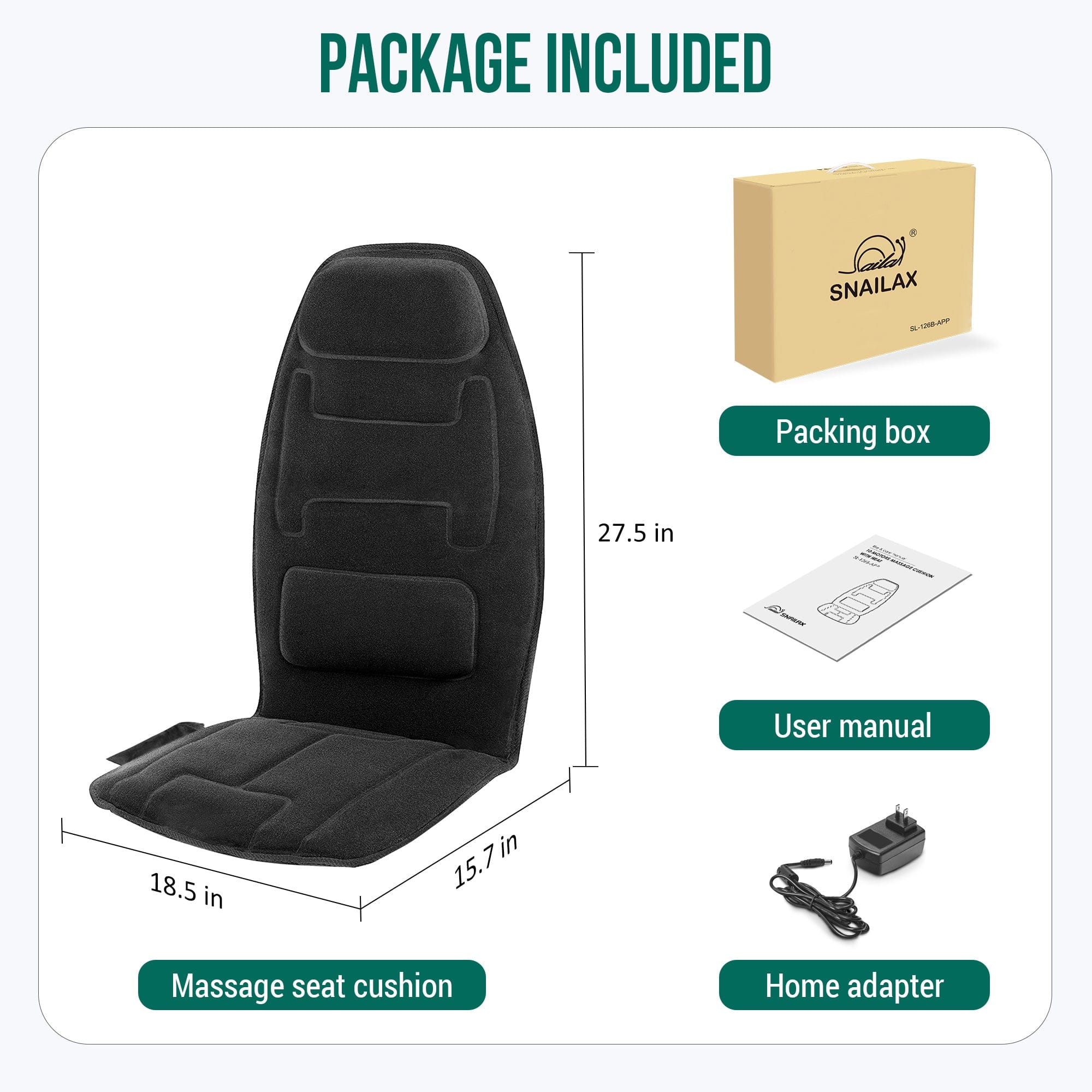 Snailax Heated Back Massager for Chair - Vibrating Massage Pad with Heat Snailax Heated Back Massager for Chair - Vibrating Massage Pad with Heat